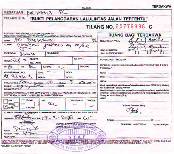 surat tilang